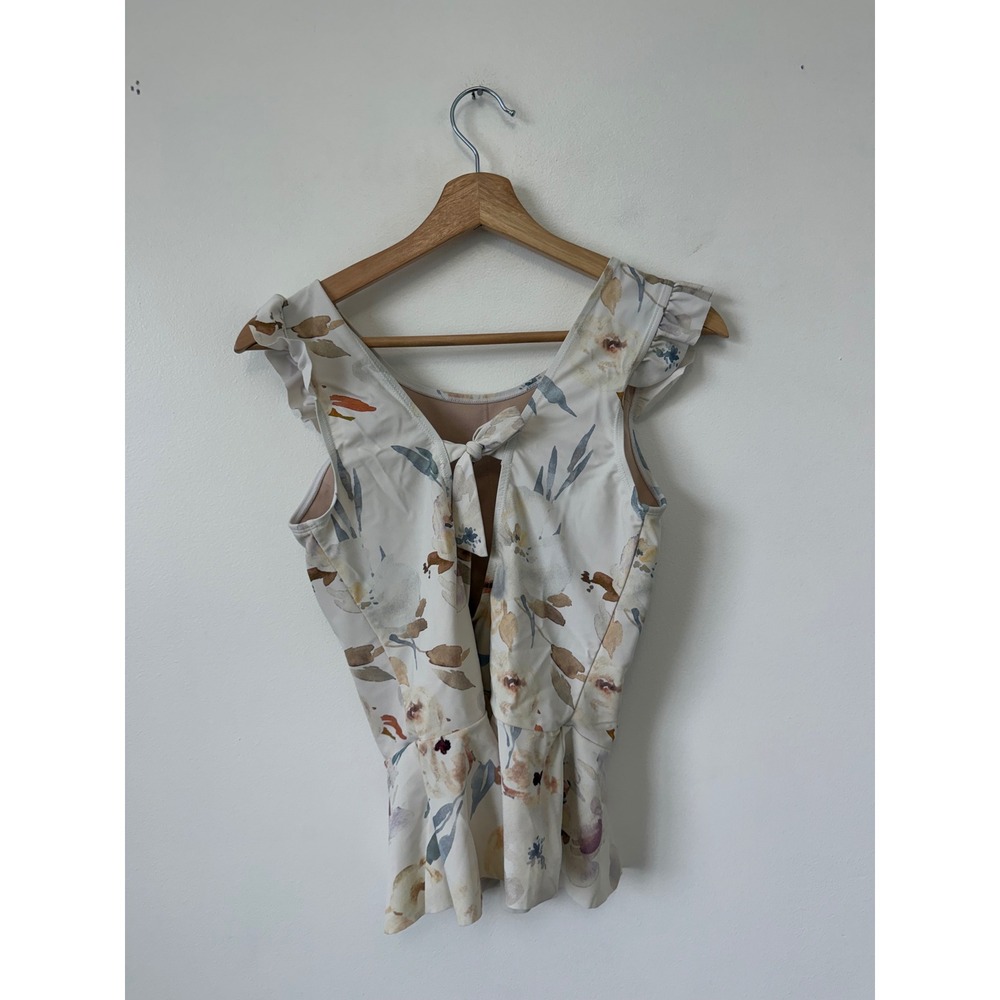 Women's Brynn & Brooke Tankini – White Watercolor Floral – Size Large - Picture 3 of 4